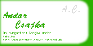 andor csajka business card